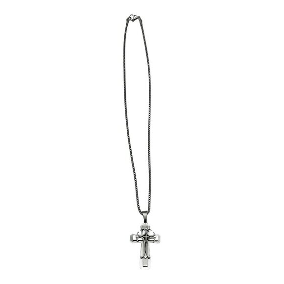 Mens Medieval Stainless Steel Cross Pendant Necklace With Box Chain - Picture 12 of 13